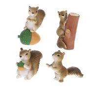 ROMISBABA 4pcs Resin Miniature Squirrels Figurines Hand-painted Simulation Animal Models for Garden Landscape Decoration Vivid Arts Ornaments for Fairy World Crafting and Home Display