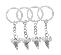 ROMISBABA 4pcs Shark Tooth Keychain Lightweight Alloy Bag Charms Keepsakes for Shark Lovers Birthday Party Favors Ocean Decorations for Women Boys