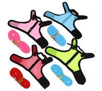ROMISBABA 4Pcs Small Pet Vest Harness with Leash for Rabbit Hamster Guinea Pig Outdoor Walking Breathable Mesh Comfortable Fit in Pink Blue Green and Rose Red
