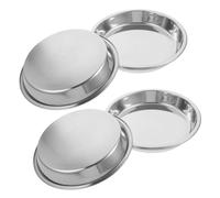 ROMISBABA 4pcs Stainless Steel Cat Bowls Set Shallow Multi-function Pet Feeding Bowls 22cm Diameter Indoor Kitten Water and Food Dishes for Lovely Cats