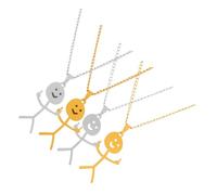 ROMISBABA 4pcs Stainless Steel Doodle Pendant Necklace Gold and Matchstick Men Charms Fading Friendship Jewelry for Women and Men Casual and Formal Wear