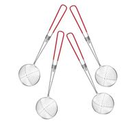 ROMISBABA 4pcs Stainless Steel Skimmer Spoons with Fine Mesh Strainers for Hot Pot Ingredients and Noodles, Lightweight and Portable Cooking Strainers for Outdoor Use