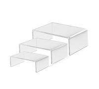 ROMISBABA 4Pcs Transparent Acrylic U Shape Display Rack Desk Storage Container Shoe Organizer Multi Purpose Holder for Desktop Home Shop