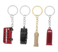 ROMISBABA 4pcs Vintage British Style Keychain Set London Souvenir Keychains Bus Telephone Booth Taxi Durable for Home Decor Gifting to