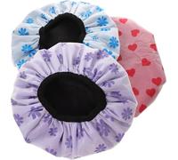 ROMISBABA 4pcs Water-resistant Shower Caps with Water Absorbing Microfibre Lining, Elastic Peva Material Bath Hats for Women, for Make and Sleep Assorted style