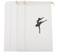 ROMISBABA 4pcs White Polyester Ballet Shoe Bags Drawstring Organizer for Dance Shoes Portable Ballet Dance Bags to Keep Belongings Safe and Dry for Travel and Storage