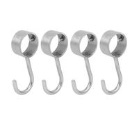 ROMISBABA 4pcs Windproof Stainless Steel Round Tube Hooks, Anti-Skid Sleeve Fixation Clips for 2.5cm Diameter Clothes Drying Rods, Outdoor Laundry Rack Positioning Accessories