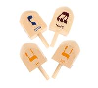 ROMISBABA 4PCS Wood Chanukah Dreidels for Hanukkah Decorations with Hebrew Letters Educational Wooden Dreidel for Cognitive Development and Group Play Easy to Use Handheld Design