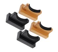 ROMISBABA 4Pcs Wooden Baseball Bat Holder Rack Organizer with Bamboo and Black Bases - Stable Multi-Use Display Stand for Baseball and Ice Hockey Sticks, Desktop Storage for Sports