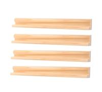 ROMISBABA 4pcs Wooden Domino Trays Multi-function Domino Bases Natural Wood Displaying Holder for Game Cards and DIY Craft Decoration