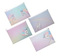 ROMISBABA 4pcs Zip File Bags Plastic Document Organizers with Smooth Zipper for School Office Storage and Management