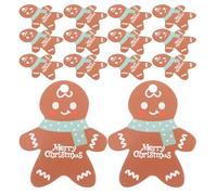 ROMISBABA 50pcs Brown Christmas Hanging Tags Made of White Kraft Paper, Punched with Holes and Reusable Gingerbread Tags for Scrapbooking and Xmas Wrapping