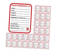 ROMISBABA 50pcs Medical Information Labels for Emergency Car Seat Identification Stickers Red Medical Alert Tags for Safety and Equipment