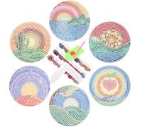 ROMISBABA 5d Diamond Mandala Acrylic Coasters 6pcs Set Single-side Rhinestone Decoration Non-slip Drink Mats Household Cup Pads for Tabletop Home Décor