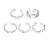ROMISBABA 5pcs Adjustable Toe Rings for Women Delicate Alloy Foot Rings Stackable Knuckle Jewelry Minimalist Fashion Accessories for Beach Party and Casual Wear