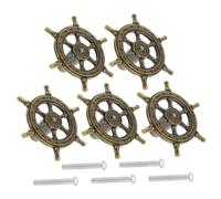 ROMISBABA 5Pcs Antique Nautical Ship Wheel Drawer Pull Handles Vintage Cabinet Door Pulls for Wardrobe Dresser Sturdy Ocean Style Hardware with Smooth Finish