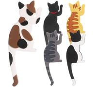 ROMISBABA 5pcs Cartoon Cat-Shaped Magnetic Hooks Made of PVC and Magnet, Flexible and Multi-use for Office and Home Decoration, Cute Cat Magnet Hooks for Organising Keys and Accessories