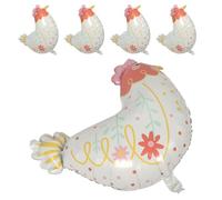 ROMISBABA 5pcs Cute Chick Foil Balloons 22.4 Inches White Aluminum Film Animal Shaped Decorations for Barnyard Party Supplies and Shower Celebrations