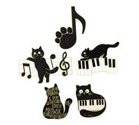 ROMISBABA 5pcs Enamel Brooch Cat Music Pin Creative Alloy Clothes Decorative Accessories Clip on Clothes Christmas Parties Stylish Unique Playful Black Cat Shape