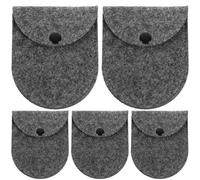 ROMISBABA 5pcs Mini Felt Coin Storage Bags for Women, Portable Lightweight Buckle Pouch Set, Stylish Dark Grey Mini Pouches for Travel and Everyday Use