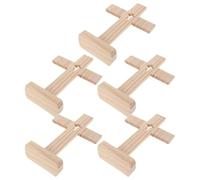 ROMISBABA 5pcs Pine Wood Christian Crosses for Home and Church Tabletop Religious Decor, Small Wooden Jesus Crosses for Altar and Prayer Display