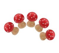 ROMISBABA 5PCS Red Wooden Mushroom Memo Clip Holders for Desk, Tabletop Note Display Stand with Mini Clips for Photos, Paper, Cards - Cute Office and Wedding Table Decor
