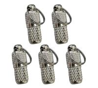 ROMISBABA 5pcs Silver Pet Collar Hanging Pendants with Rings Lightweight Brass Identity Plates Anti-Lost Decorations for Dogs and Cats