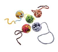 ROMISBABA 5Pcs Wear Resistant Cat Balls with Bells Funny Interactive Kitten for Indoor Play Mixed Color Yarn Balls to Stimulate Natural Instinct and Keep Cats Active