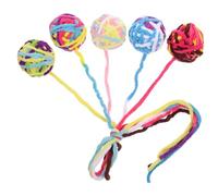 ROMISBABA 5pcs Wool Bell Toy Ball for Cats Interactive Kitten Teaser Toys Bright Indoor Cat Playthings