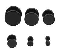 ROMISBABA 6 Pair Punk Style Fake Gauge Earrings for Men Women Black Titanium Steel Studs with Multiple Skin Friendly Cheater Plugs for Comfortable All Day Wear