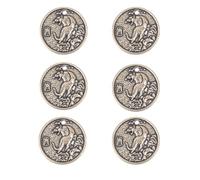 ROMISBABA 6pcs Brass Hanging Decor Tiger Coin Pendants for DIY Making, Multipurpose Golden Brass DIY Ornaments Suitable for Jewellery Crafting
