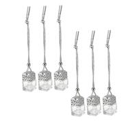ROMISBABA 6PCS Car Hanging Perfume Bottle Pendant Silver Glass Refillable Air Freshener for Truck Van Interior Decoration Aromatherapy Diffuser