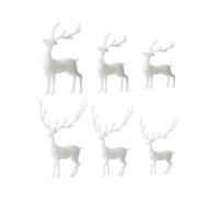 ROMISBABA 6pcs Crystal Epoxy Elk Ornaments White DIY Fillers for Micro Landscape Accessories Three Dimensional Decoration Lifelike Stag Figures for Garden and Craft Projects