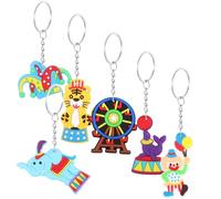 ROMISBABA 6pcs Cute Circus Keychain Pendants Lightweight Key Decoration for Bags Purses and Luggage Charming Clown Elephant and Tiger Designs for Boy Girl Parties and Gifts