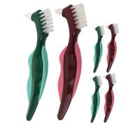 ROMISBABA 6pcs Denture Cleaner Brush with Dual Sided Hard Bristles for Deep Cleaning False Teeth Non Slip Handle Compact Toothbrushes for Elderly Daily Oral Care at Home and Travel