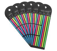 ROMISBABA 6Pcs Fluorescent Notebook Strips Colorful Highlighter Tape Sticky Page Marking Tabs for Annotating Books School Office Reading with Long and Short Index Flags