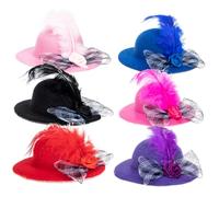 ROMISBABA 6Pcs Lace Style Wear-resistant Parrot Hats Adjustable Mini Bird Costumes Chicken Supply Accessories for Hens Ducks and Poultry in Blue Pink Black Red Purple Rose Red