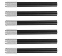 ROMISBABA 6pcs Pencil Extenders for Artists and Students, Metal Pencil Lengthener Tool in Black, Reusable Copper and Iron Holder Preventing Slippage, for Classroom and School Use