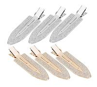 ROMISBABA 6Pcs Rhinestone No Dent Hair Clips for Bangs Makeup Accessories with Stones Non Bend Flat Clips in Gold and Silver Hair Styling Tool for Women