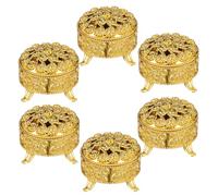 ROMISBABA 6pcs round Vintage Wedding Party Favour Boxes Small Elegant Candy and Trinket Boxes with Lid for Secure Storage in Golden Pp Material
