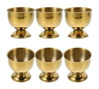 ROMISBABA 6Pcs Stainless Steel Egg Cups Small Tabletop Egg Holders Unbreakable Beer-Style Stands in Elegant Gold Finish for Kitchen Dining