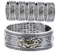 ROMISBABA 6pcs Vintage Metal Wealth Rings for Men and Women Open Finger Rings with Luck Amulet Design Smooth Comfortable Fashion Accessories Charming Retro Style Jewelry