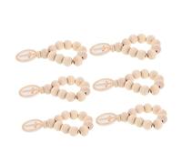 ROMISBABA 6pcs Wooden Catholic Rosary Beads with Crucifix for Baptism and First Communion Hand Polished Wood Prayer Beads White Mesh Bag Religious Keepsake Christian and Boys