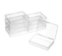ROMISBABA 8 Pcs Small Clear Plastic Storage Boxes Compact Bead Containers Jewelry Trinket Organizers Stackable Portable for Home Office Accessories