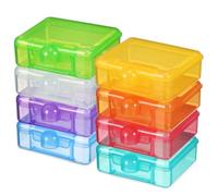 ROMISBABA 8 Pcs Small Pill Organizer Box Portable Vitamin Container Set Travel Case Rainbow Colors Red Orange Yellow Green Blue Indigo Purple for Daily Medication Storage