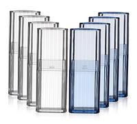 ROMISBABA 8 Pcs Transparent Desktop Storage Boxes Mini Organizer Cases Portable Toothpick Cotton Swab Holders Dustproof Small Containers for Home Office Blue