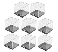 ROMISBABA 8 Pcs Transparent Square Plastic Specimen Display Cases Mineral Storage Boxes for Organizing Crystals and Collectibles with Smooth Finish