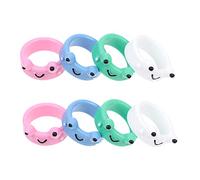ROMISBABA 8Pcs Cute Cartoon Frog Plastic Finger Rings Set for Women Stylish Little Finger Decors Durable and Safe Jewelry for Parties and Daily Wear