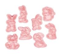ROMISBABA 8Pcs Easter Bunny Cookie Molds Embossed Biscuit for DIY Baking Party Supplies Reusable Food-Grade Rabbit Cake and Chocolate Molds for Family Fun