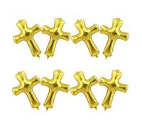 ROMISBABA 8pcs Golden Cross Shaped Aluminum Foil Balloon for Baptism and Confirmation Decor, Shower Party Balloon for Christening and Birthday Celebrations
